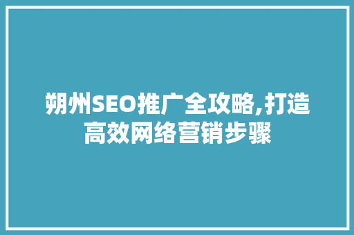 朔州SEO推广全攻略,打造高效网络营销步骤