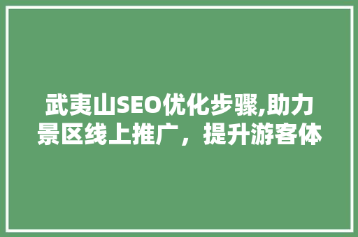 武夷山SEO优化步骤,助力景区线上推广，提升游客体验