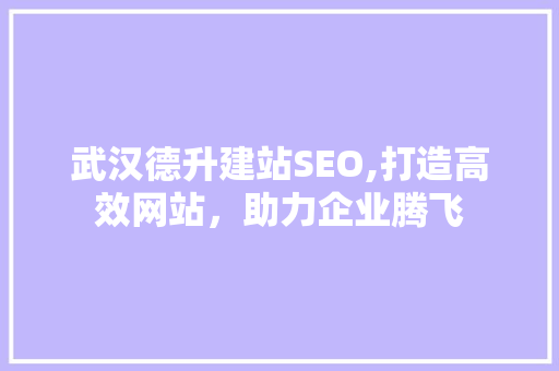 武汉德升建站SEO,打造高效网站，助力企业腾飞
