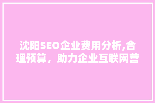 沈阳SEO企业费用分析,合理预算，助力企业互联网营销