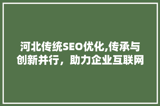 河北传统SEO优化,传承与创新并行，助力企业互联网发展