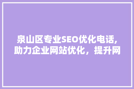 泉山区专业SEO优化电话,助力企业网站优化，提升网络竞争力