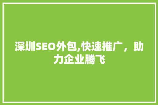 深圳SEO外包,快速推广，助力企业腾飞