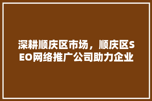 深耕顺庆区市场，顺庆区SEO网络推广公司助力企业腾飞