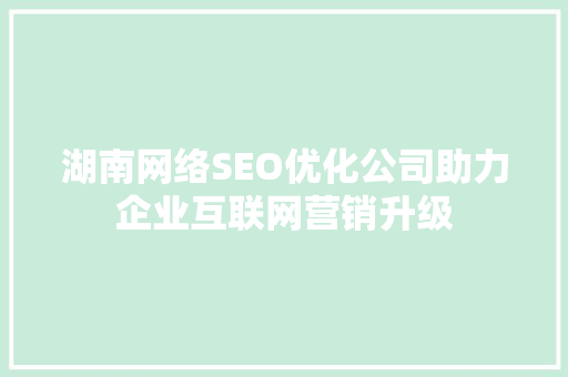 湖南网络SEO优化公司助力企业互联网营销升级