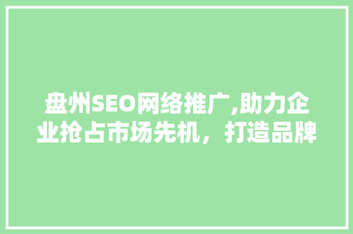 盘州SEO网络推广,助力企业抢占市场先机，打造品牌影响力