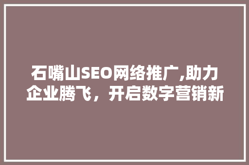 石嘴山SEO网络推广,助力企业腾飞，开启数字营销新篇章