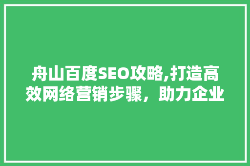 舟山百度SEO攻略,打造高效网络营销步骤，助力企业腾飞