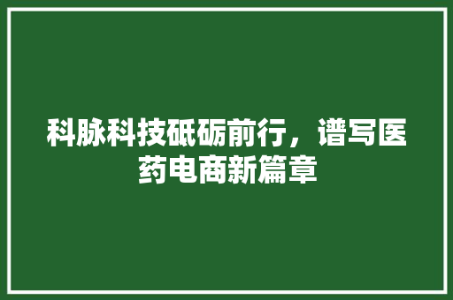 科脉科技砥砺前行，谱写医药电商新篇章