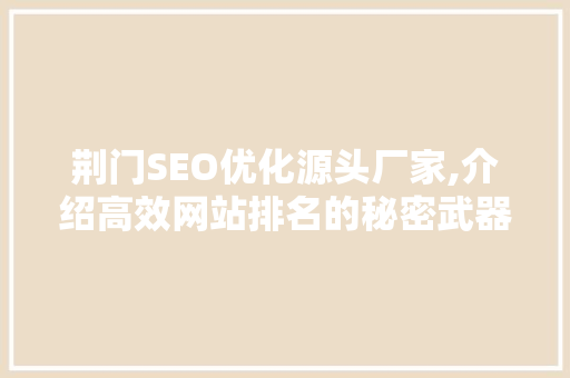 荆门SEO优化源头厂家,介绍高效网站排名的秘密武器