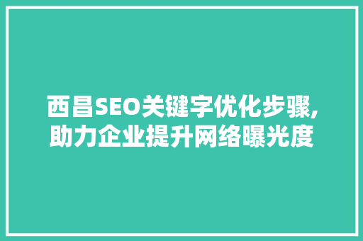 西昌SEO关键字优化步骤,助力企业提升网络曝光度