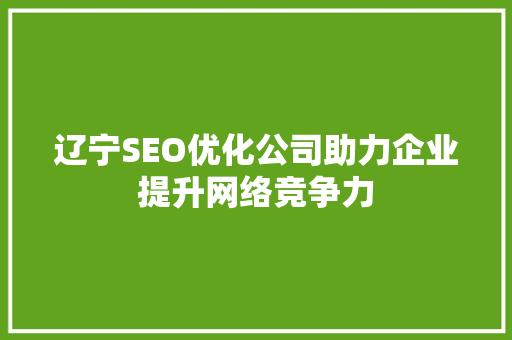 辽宁SEO优化公司助力企业提升网络竞争力