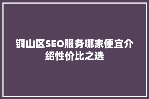 铜山区SEO服务哪家便宜介绍性价比之选