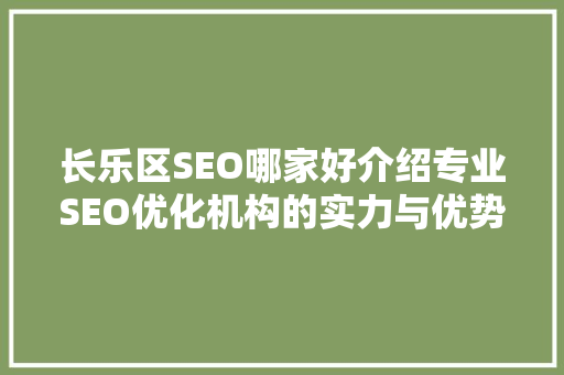 长乐区SEO哪家好介绍专业SEO优化机构的实力与优势