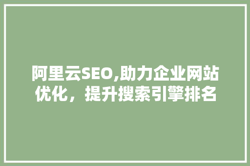 阿里云SEO,助力企业网站优化，提升搜索引擎排名