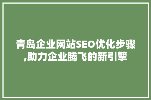 青岛企业网站SEO优化步骤,助力企业腾飞的新引擎