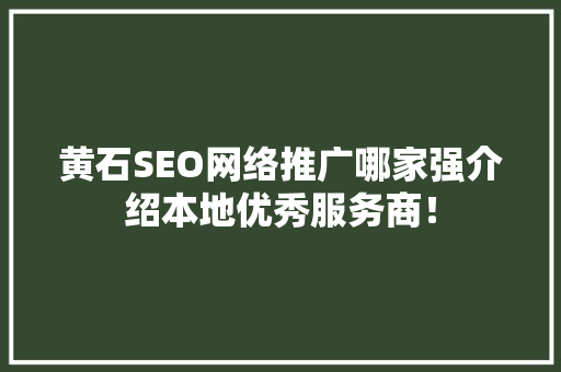 黄石SEO网络推广哪家强介绍本地优秀服务商！