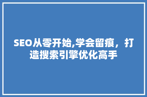 SEO从零开始,学会留痕，打造搜索引擎优化高手