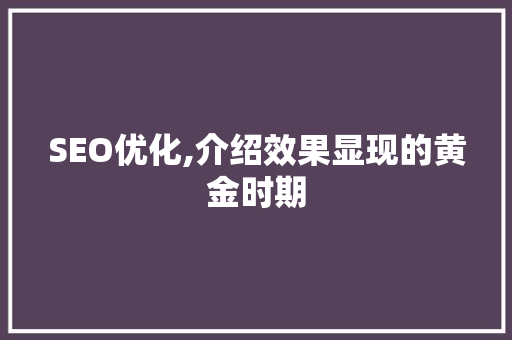 SEO优化,介绍效果显现的黄金时期