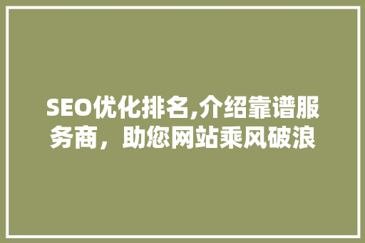 SEO优化排名,介绍靠谱服务商，助您网站乘风破浪