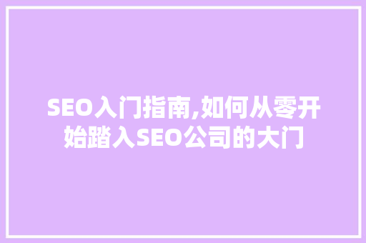 SEO入门指南,如何从零开始踏入SEO公司的大门  第1张