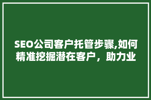 SEO公司客户托管步骤,如何精准挖掘潜在客户，助力业务腾飞