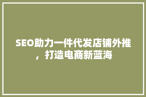 SEO助力一件代发店铺外推，打造电商新蓝海