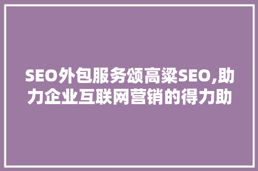 SEO外包服务颂高粱SEO,助力企业互联网营销的得力助手