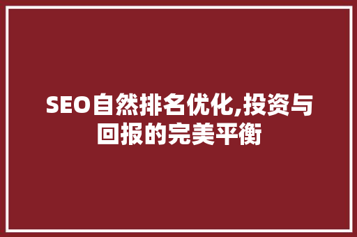 SEO自然排名优化,投资与回报的完美平衡