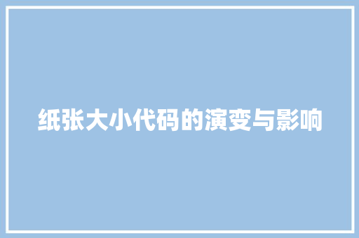 纸张大小代码的演变与影响