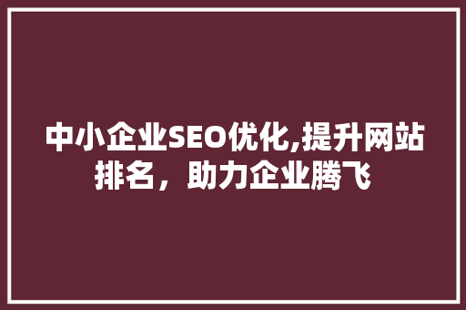 中小企业SEO优化,提升网站排名，助力企业腾飞