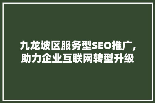九龙坡区服务型SEO推广,助力企业互联网转型升级