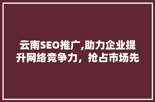 云南SEO推广,助力企业提升网络竞争力，抢占市场先机