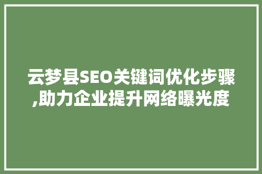 云梦县SEO关键词优化步骤,助力企业提升网络曝光度