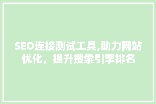 SEO连接测试工具,助力网站优化，提升搜索引擎排名