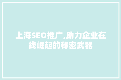 上海SEO推广,助力企业在线崛起的秘密武器  第1张