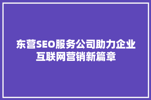 东营SEO服务公司助力企业互联网营销新篇章