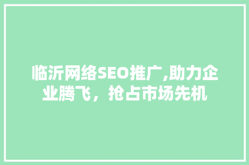 临沂网络SEO推广,助力企业腾飞，抢占市场先机
