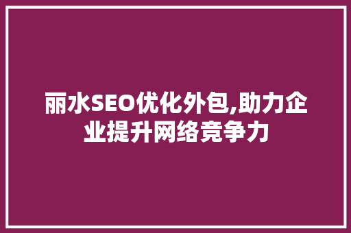 丽水SEO优化外包,助力企业提升网络竞争力