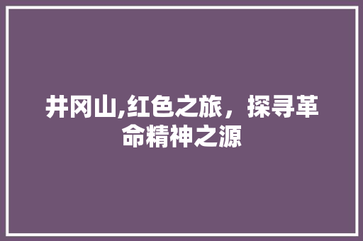 井冈山,红色之旅，探寻革命精神之源