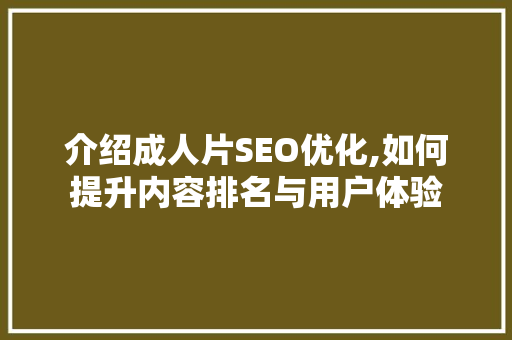 介绍成人片SEO优化,如何提升内容排名与用户体验