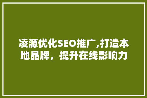 凌源优化SEO推广,打造本地品牌，提升在线影响力