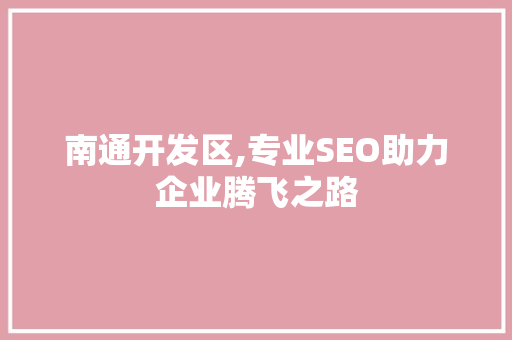 南通开发区,专业SEO助力企业腾飞之路