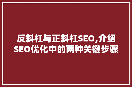 反斜杠与正斜杠SEO,介绍SEO优化中的两种关键步骤