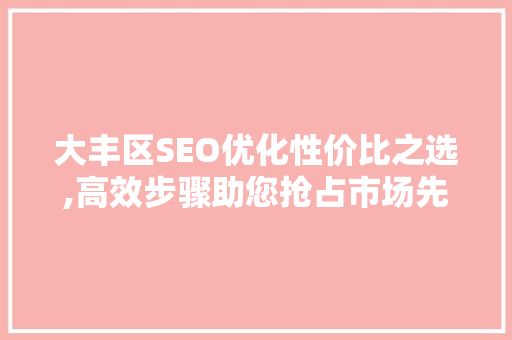 大丰区SEO优化性价比之选,高效步骤助您抢占市场先机