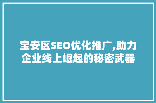 宝安区SEO优化推广,助力企业线上崛起的秘密武器