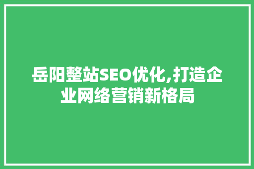 岳阳整站SEO优化,打造企业网络营销新格局