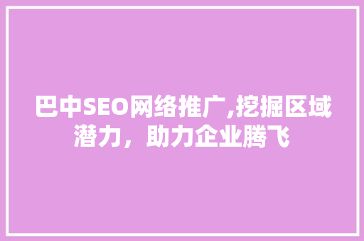巴中SEO网络推广,挖掘区域潜力，助力企业腾飞