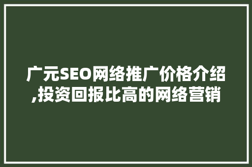 广元SEO网络推广价格介绍,投资回报比高的网络营销步骤