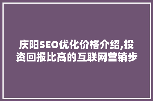庆阳SEO优化价格介绍,投资回报比高的互联网营销步骤